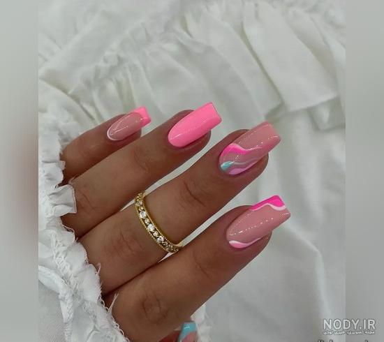 طراحی ناخن صورتی روشن دخترونه + طرح ناخن صورتی ساده