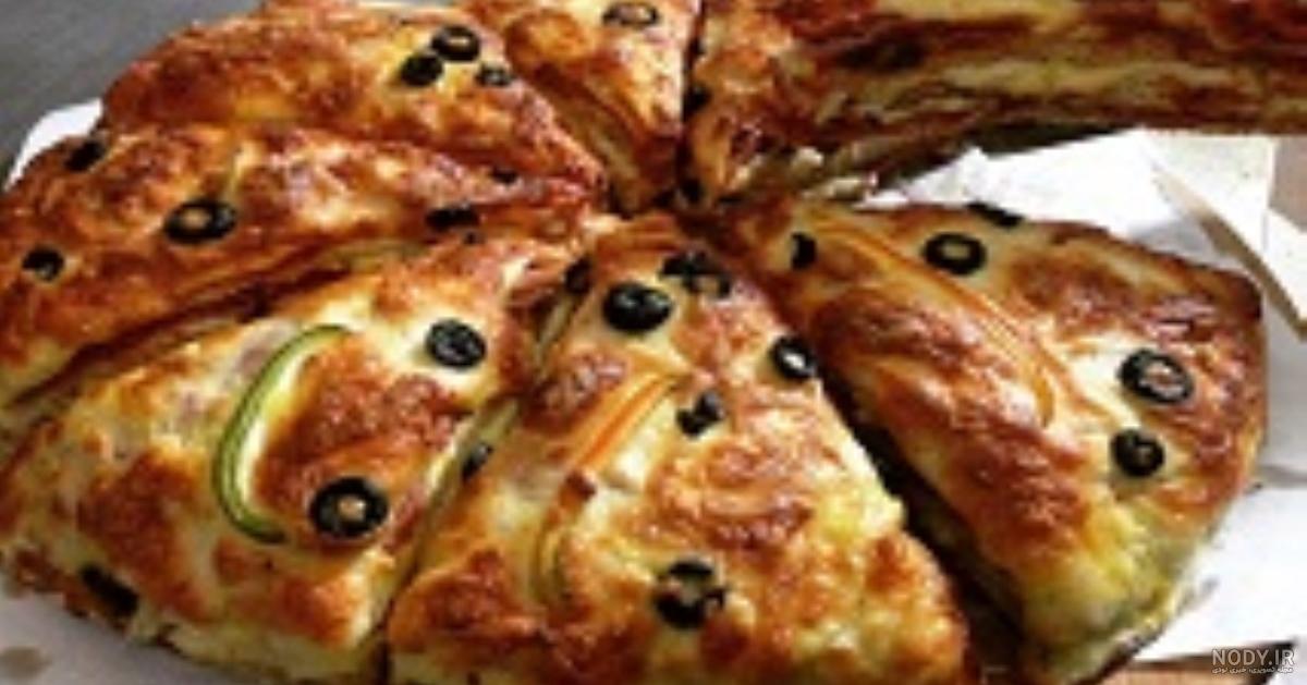 طرز تهیه پیتزا گوشت و قارچ رستورانی خوشمزه با خمیر خانگی در فر