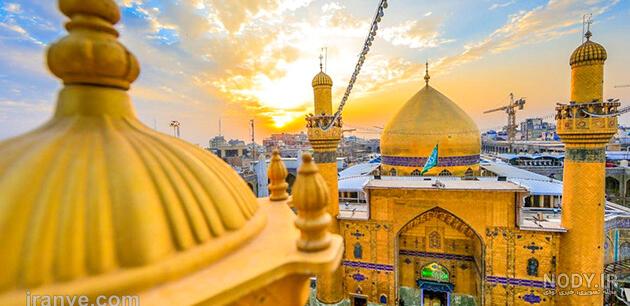 عکس حرم امام علی در شب