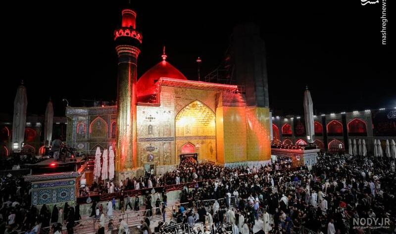 عکس حرم امام علی در شب