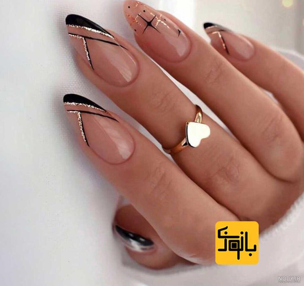 طرح ناخن مشکی بنفش طرح ناخن مشکی بنفش