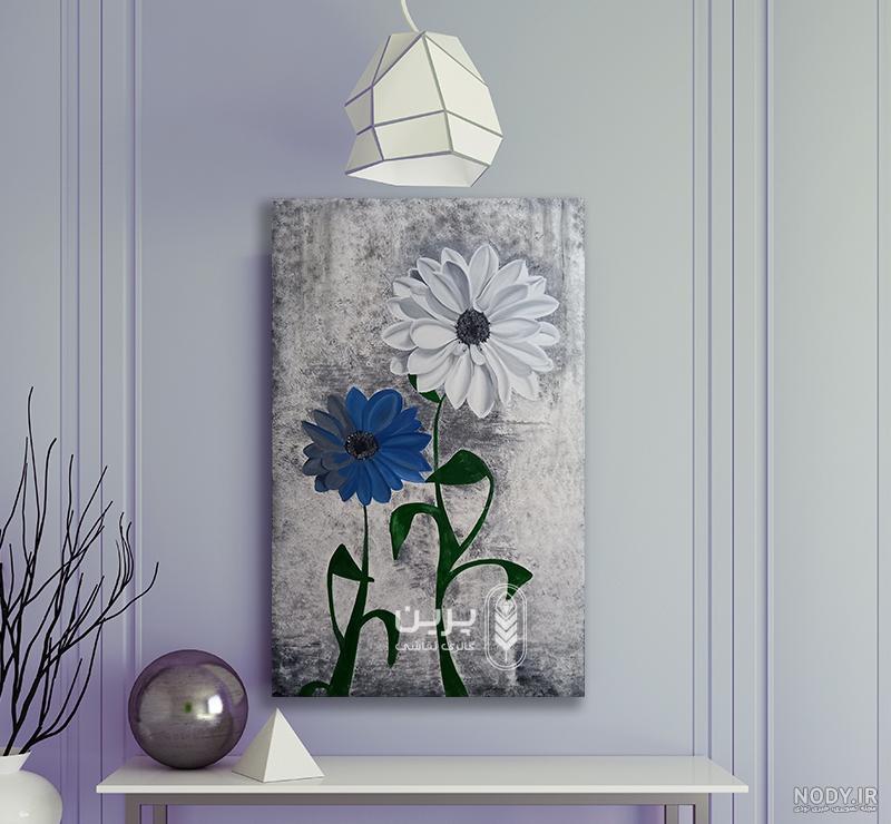 تابلو نقاشی گل مدرن 50*50 - قاب قهوه ای تابلو نقاشی گل مدرن 50*50 - قاب قهوه ای