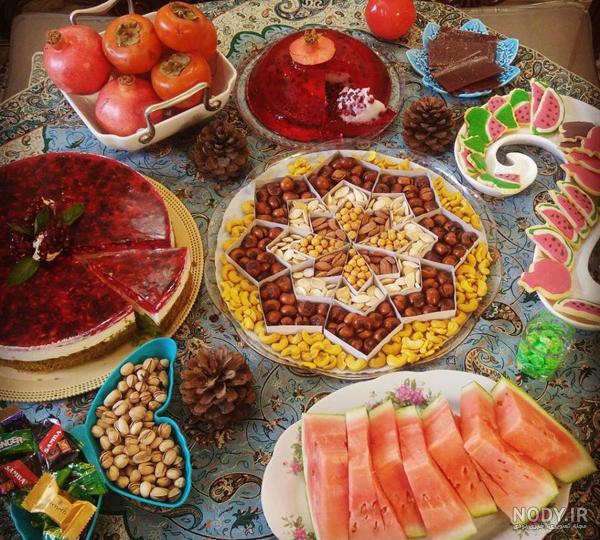 تزیین شب یلدا برای عروس جدید و ساده + تزیین میوه شب یلدا