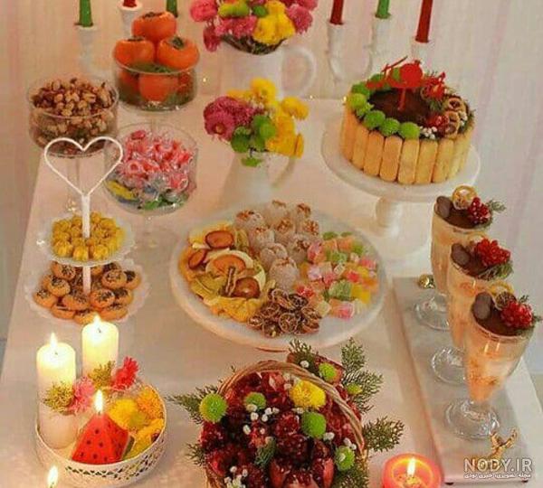 تزیین میز شب یلدا ساده و شیک + عکس سفره شب یلدا سنتی