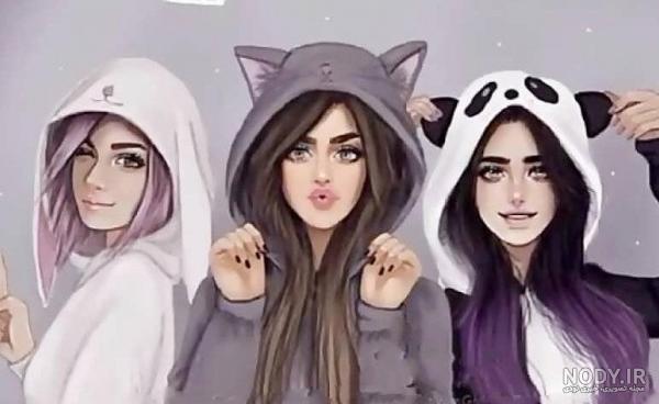 عکس دختر کارتونی دونفره