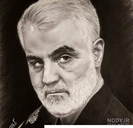 عکس حاج قاسم سلیمانی نقاشی چهره