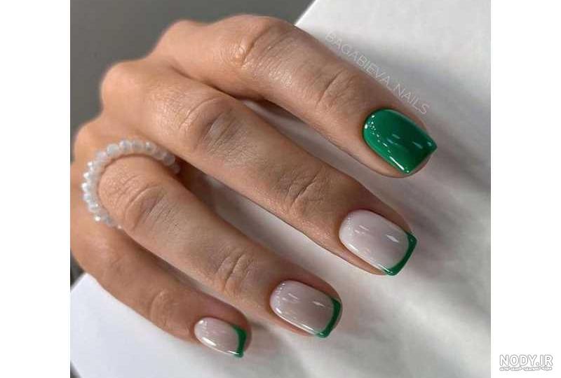 طرح ناخن سبز و زرد