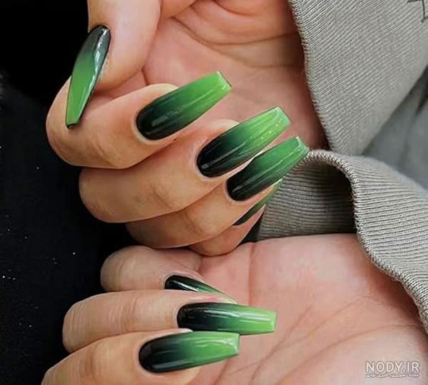 طرح ناخن سبز و سفید طرح ناخن سبز و سفید