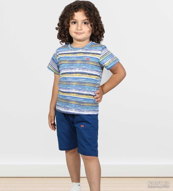 ست تیشرت و شلوارک راحتی پسرانه مادر Madar مدل Tommy|رنگ آبی نفتی ...