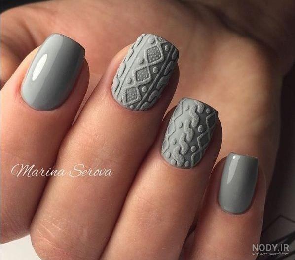 طراحی ناخن طوسی نقره ای شیک + لاک طوسی نقره ای