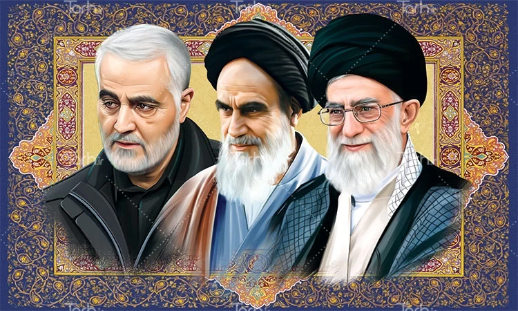 پوستر شهید سلیمانی در کنار رهبر انقلاب - نگارخانه سجود