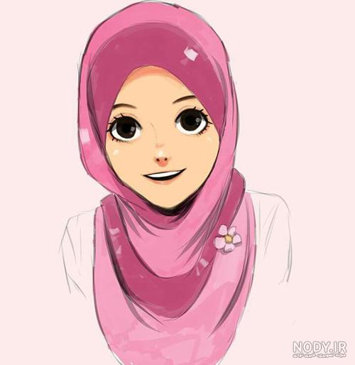 عکس نقاشی دختر با حجاب ساده عکس نقاشی دختر با حجاب ساده