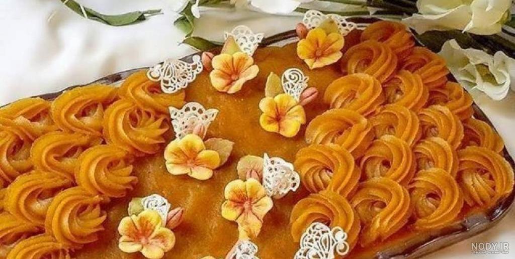 عکس تزیین حلوا ساده و مجلسی با پودر نارگیل و قیف 97