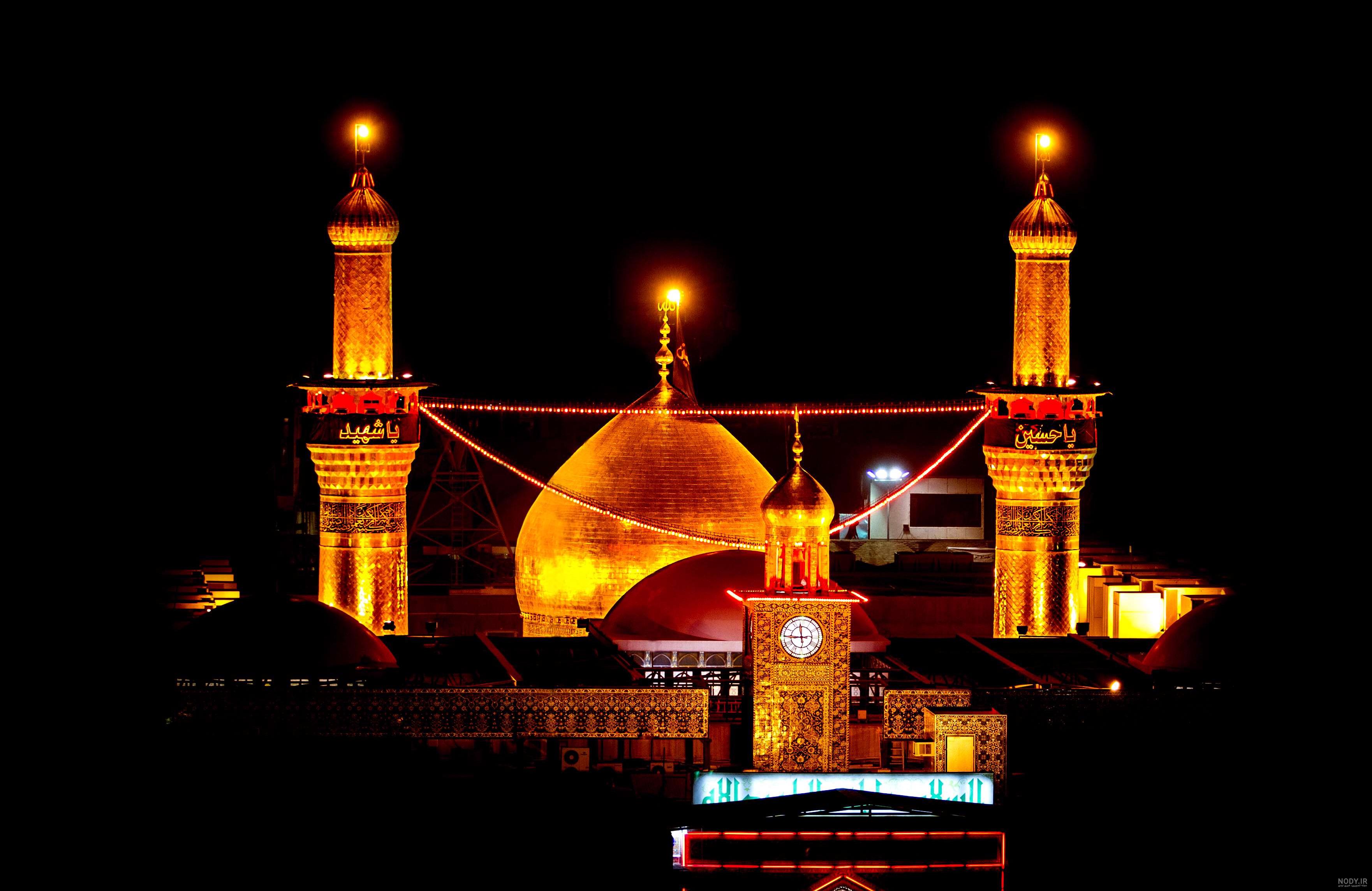 عکس حرم امام حسین در شب