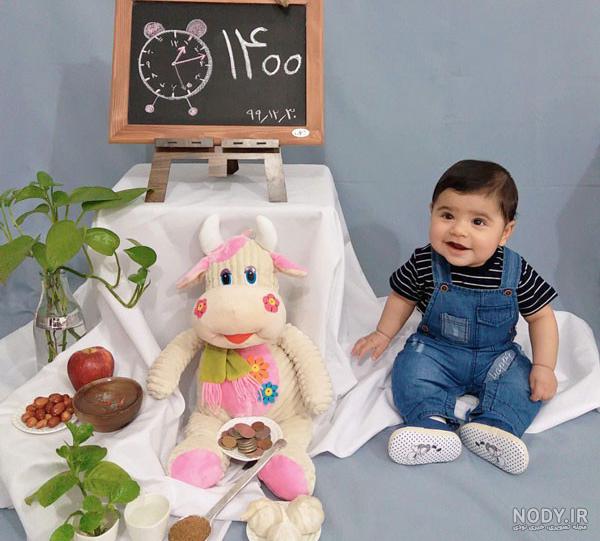 عکس ماهگرد نوزاد با سفره هفت سین