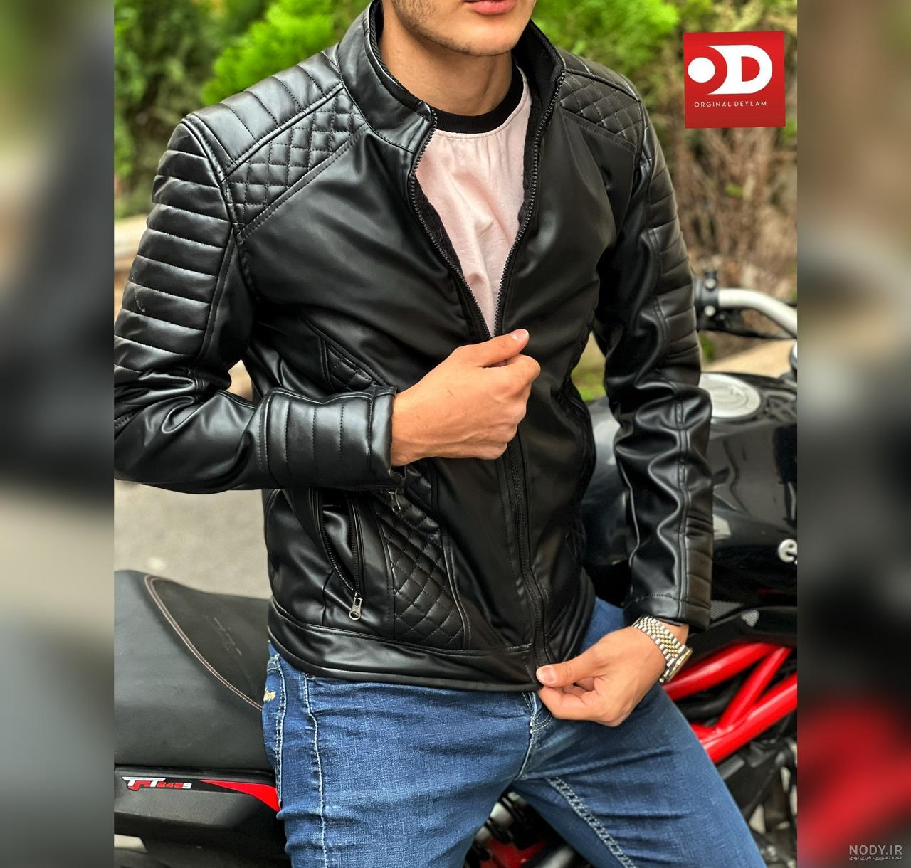 عکس کاپشن چرم مردانه پلیسی