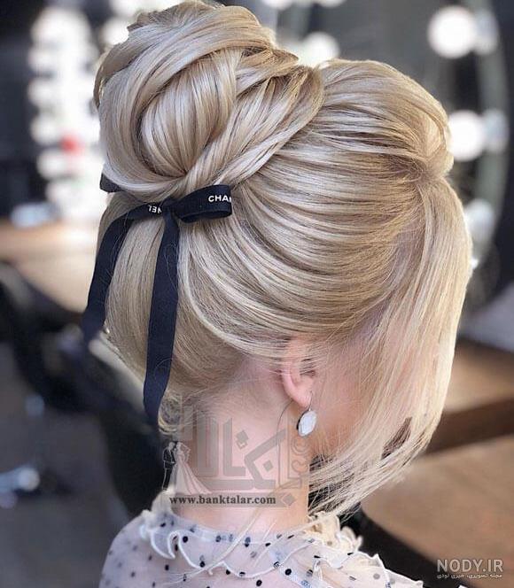 شینیون مو مدل گوجه مناسب صورت های گرد و کوچک شینیون مو مدل گوجه مناسب صورت های گرد و کوچک