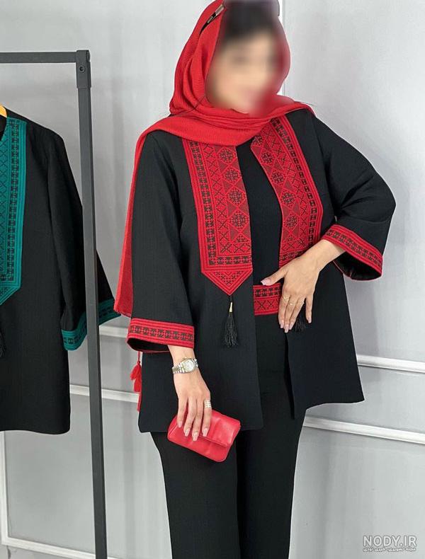 عکس مانتو جلو بسته با طرح سنتی