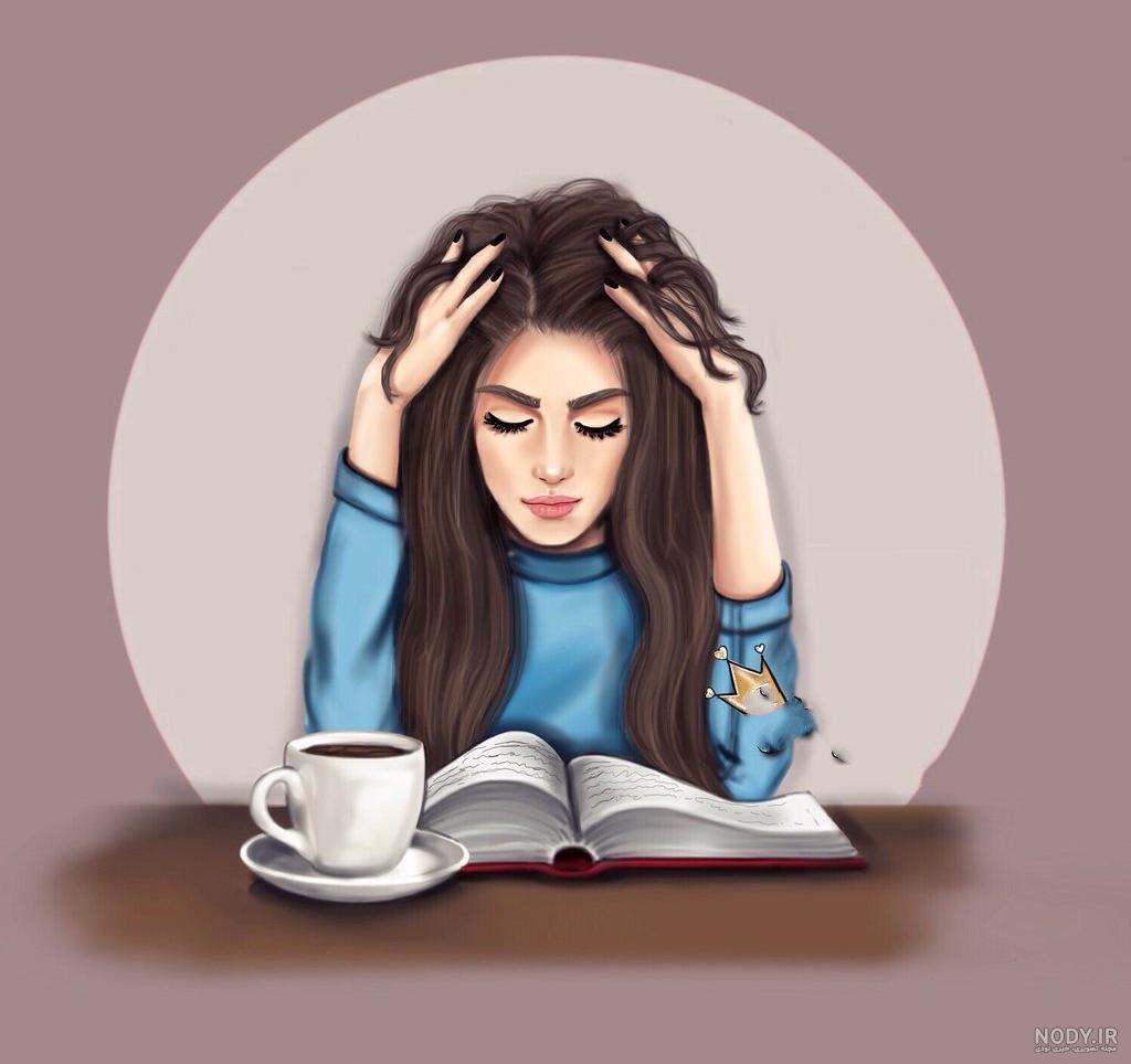 عکس نقاشی دختر فانتزی ساده