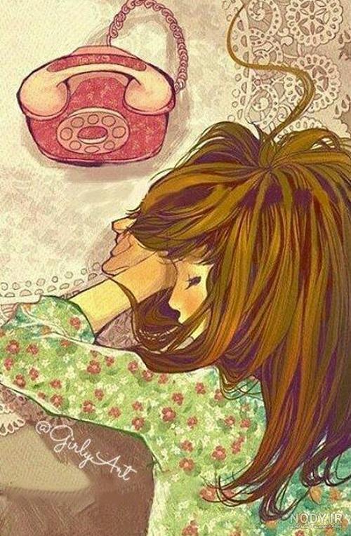 عکس نقاشی دختر فانتزی سیاه قلم
