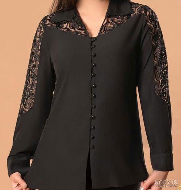 خرید و قیمت شومیز زنانه ساتن مشکی کد 10699135