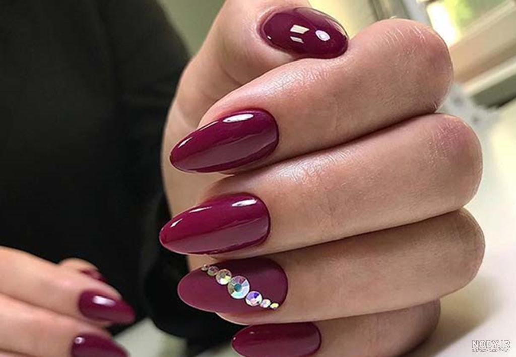 عکس کاشت ناخن رنگ یاسی