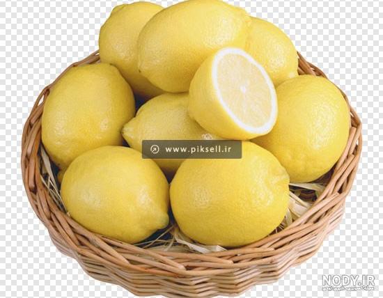 فایل png سبد حصیری با لیموهای ترش بصورت ترانسپرنت