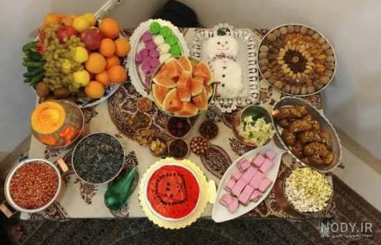 نحوه تزیین سفره شب یلدا 1402|ایده برای چیدمان سفره شب یلدا2023 ...