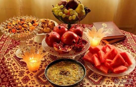 چیدمان یلدایی | 120 مدل تزیین شب یلدا برای میز و سفره یلدایی - دلبرانه
