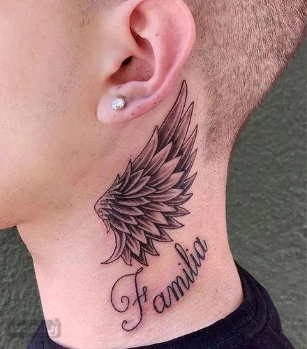 تاتو روی گردن مردانه