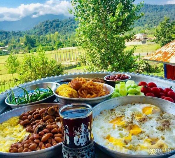 عکس صبحانه در طبیعت | عکس صبحانه لاکچری