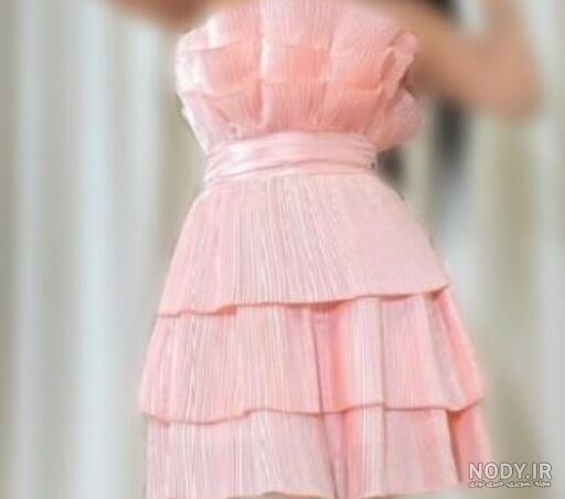 لباس مجلسی دخترانه کوتاه صورتی لباس مجلسی دخترانه کوتاه صورتی