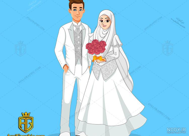 وکتور عروس و داماد کارتونی
