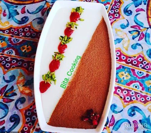 ژله فرنی دورنگ | سرآشپز پاپیون