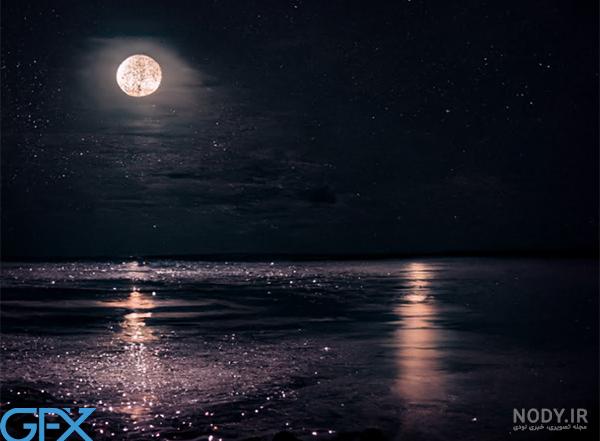 عکس دریا شمال در شب - عکس نودی