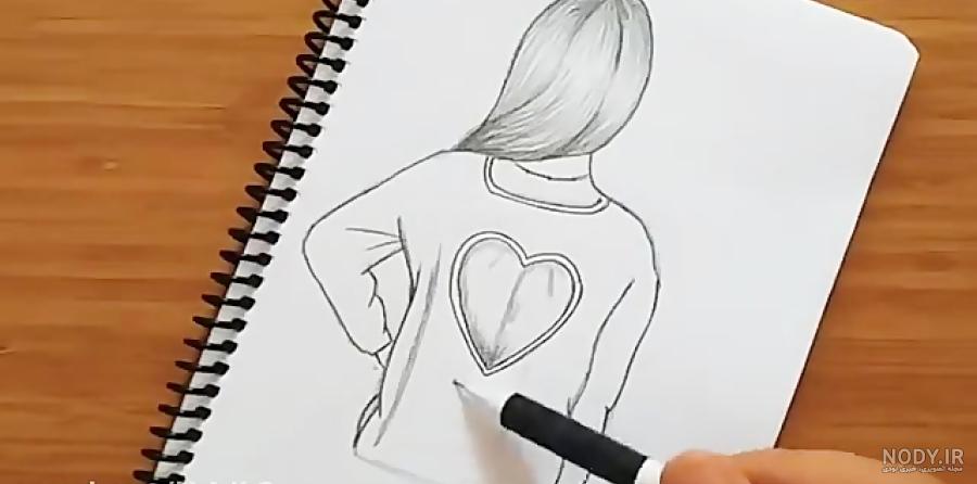 نقاشی دخترانه ساده زیبا آموزش سریع نقاشی ساده دخترانه با مداد رنگی 2