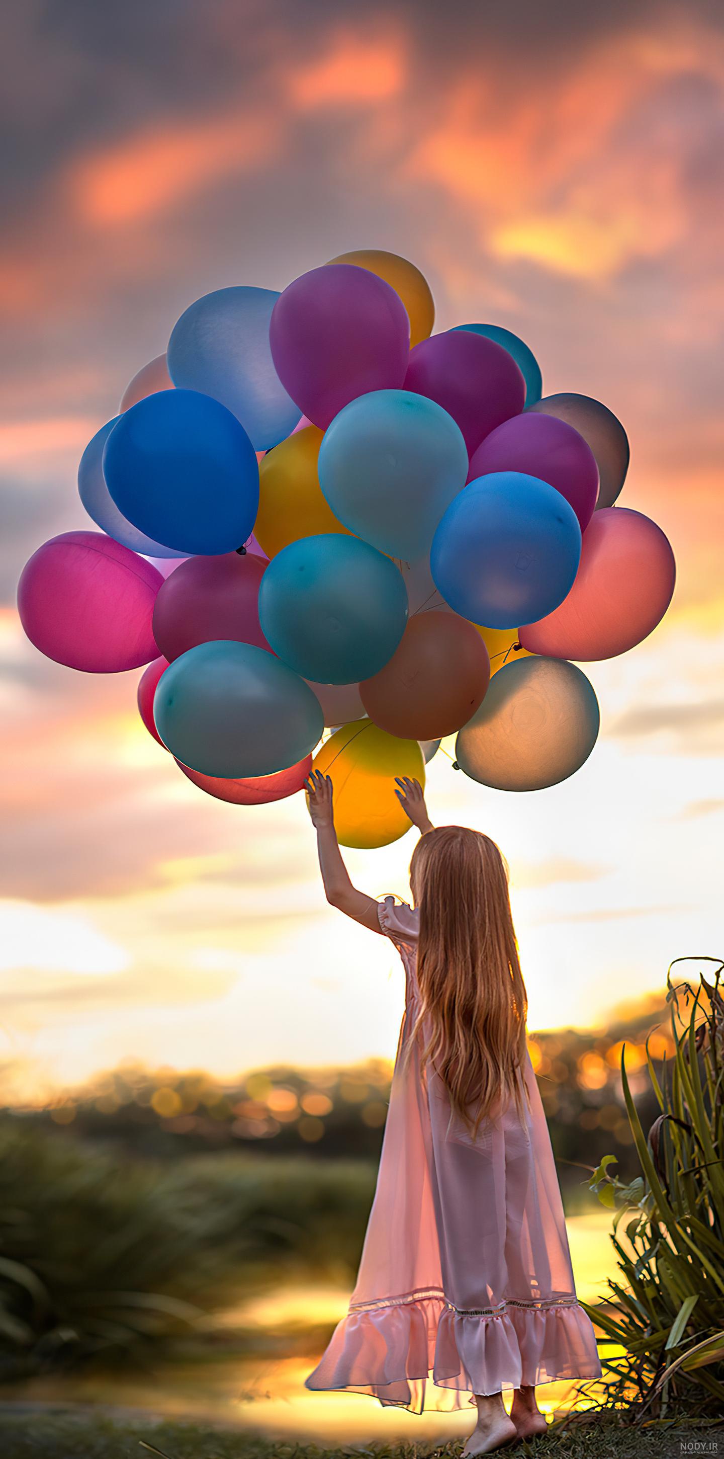 1440x2960 Little Girl With Colorful Balloons Samsung Galaxy Note 9,8 ...