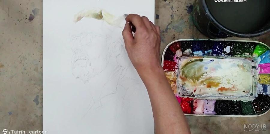 آموزش نقاشی غروب خورشید در پاییز