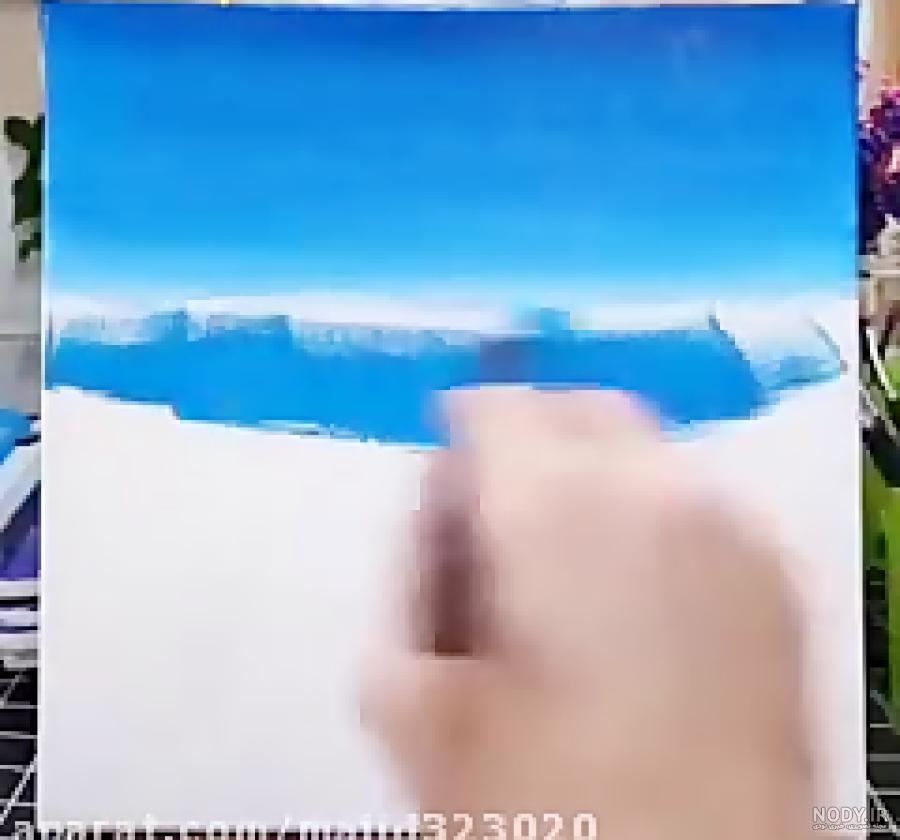 نقاشی ساده غروب دریا