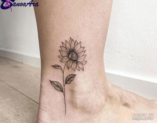 طرح تاتو گل برای ساق پا - عکس نودی