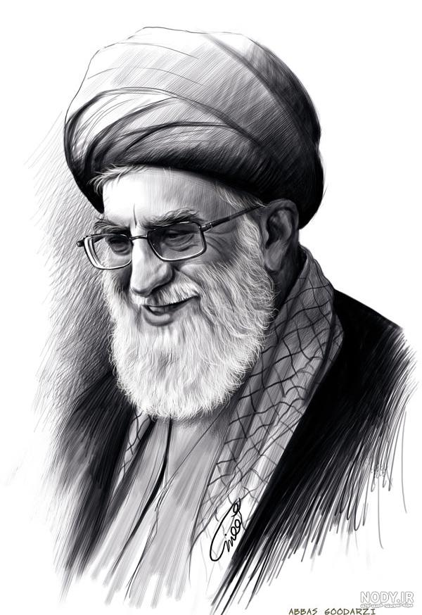 عکس با کیفیت نقاشی آبرنگی چهره ی امام خمینی (ره) – عکس با کیفیت و ...