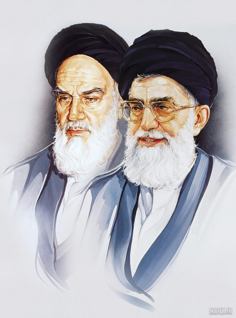عکس با کیفیت نقاشی چهره امام خمینی (ره) و حضرت خامنه ای در کنار یکدیگر ...