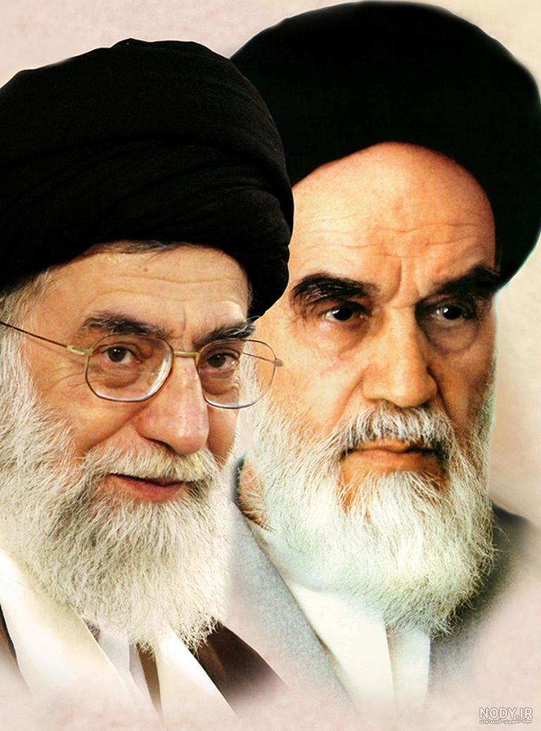 عکس با کیفیت چهره امام خمینی (ره) در کنار حضرت خامنه ای با لبخند زیبا و ...