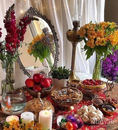 مدل عکس گرفتن کنار سفره هفت سین