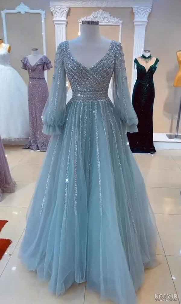 لباس مجلسی یقه گرد باز