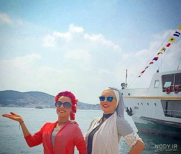لباس چسبان سحر قریشی لب استخر / سحر قریشی در کنار مرد غریبه