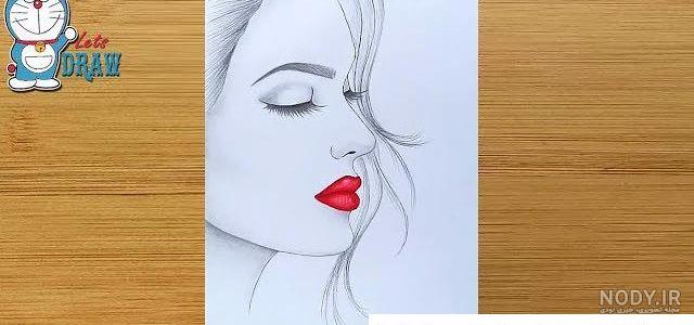 عکس نقاشی دختر نیم رخ