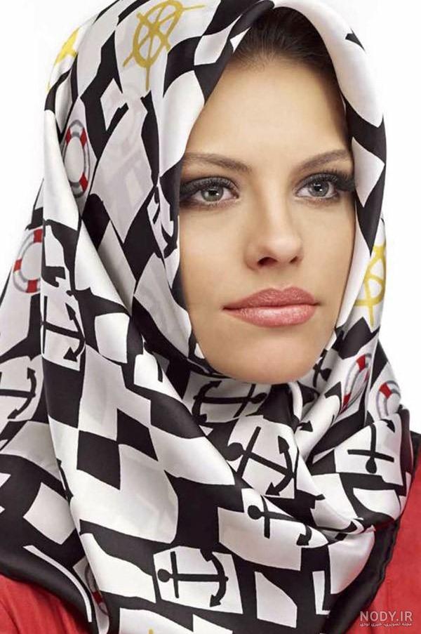 عکس روسری سفید مشکی