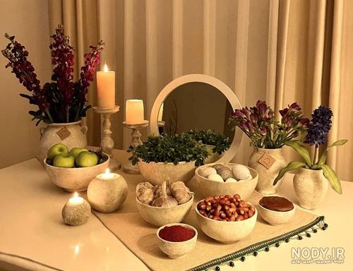 تزیین سفره هفت سین ۱۴۰۲ + ایده های جدید برای تزئین سفره هفت سین حرف تازه