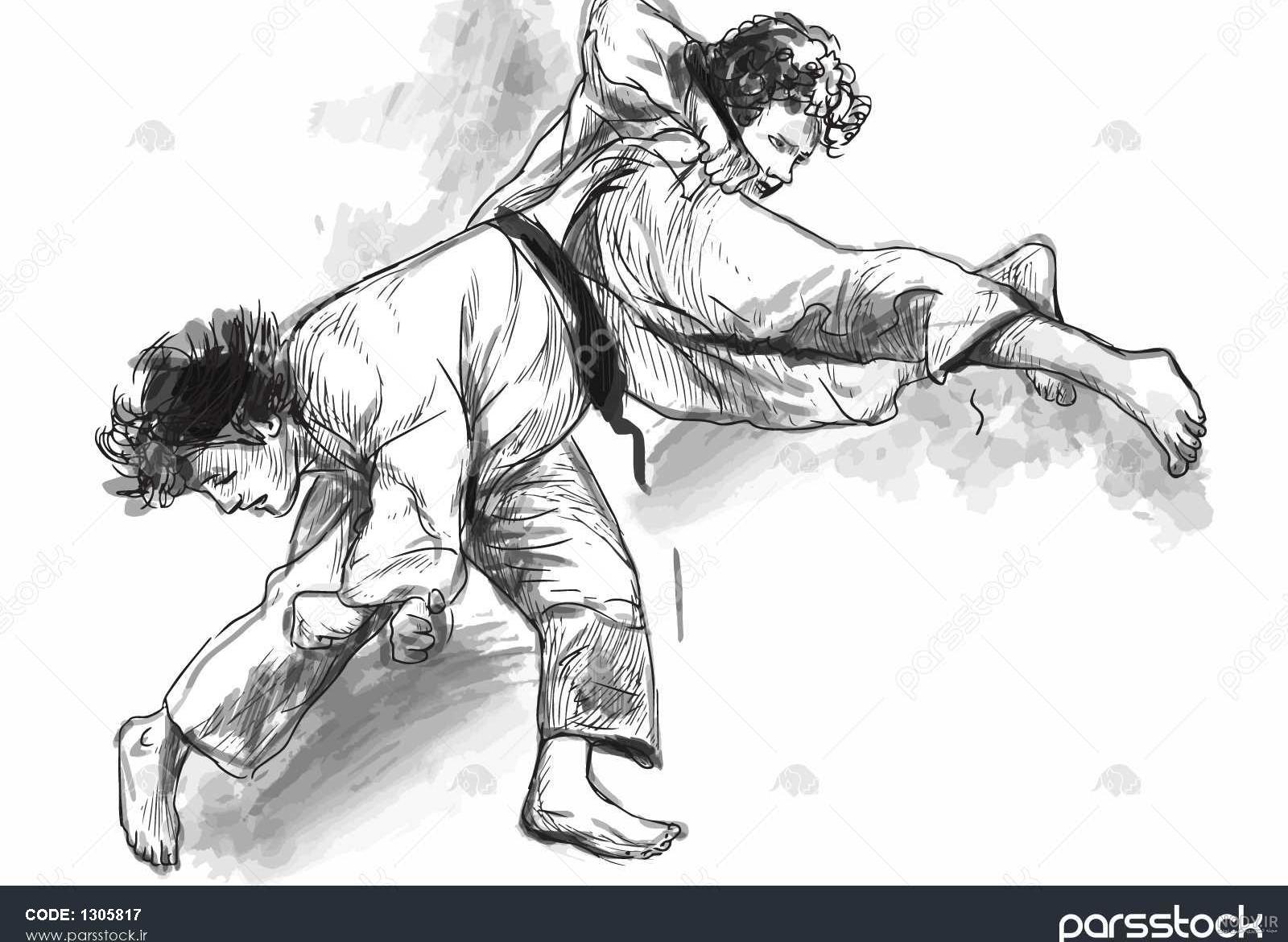 جودو - تصویر طراحی شده با دست به وکتور تبدیل شده است 1305817 جودو - تصویر طراحی شده با دست به وکتور تبدیل شده است 1305817